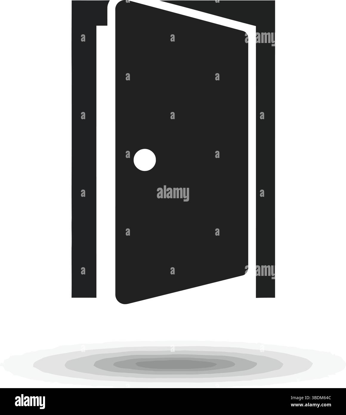 Symbole de porte ouverte – silhouette noire minimaliste avec ombre Illustration de Vecteur