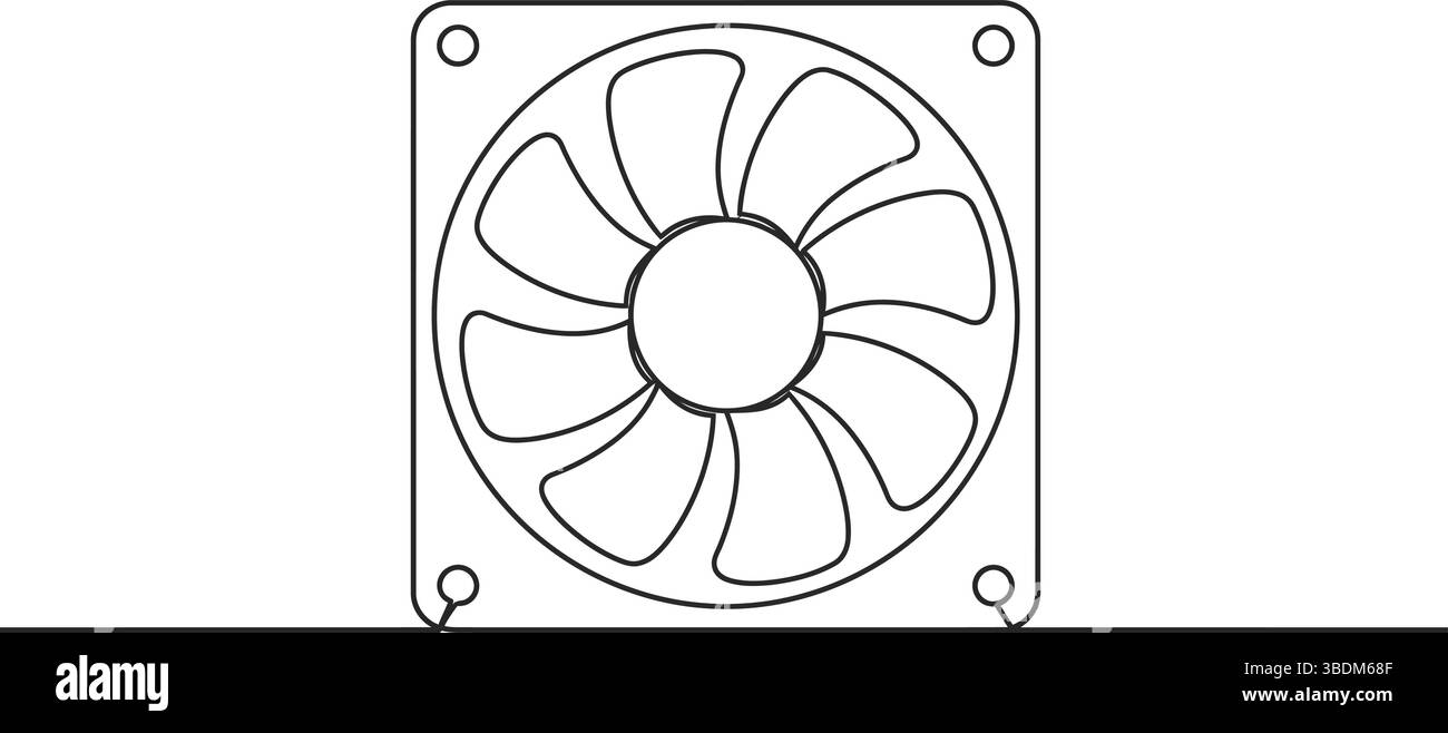 Dessin au trait technique d'un ventilateur de refroidissement d'ordinateur Illustration de Vecteur