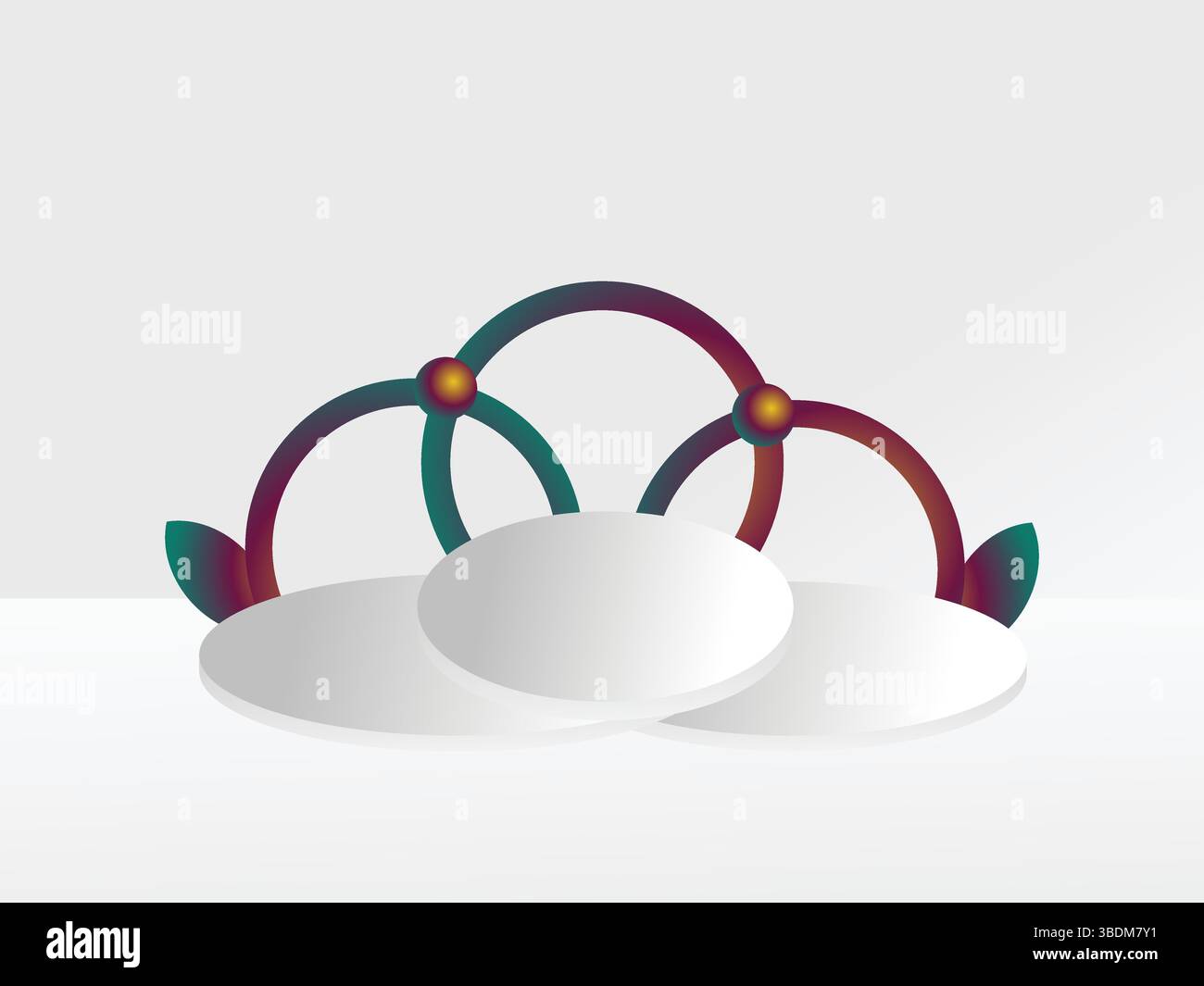 Podium métallique futuriste avec orbe coloré. Endroit idéal pour vos produits de démonstration. Illustration tridimensionnelle Illustration de Vecteur