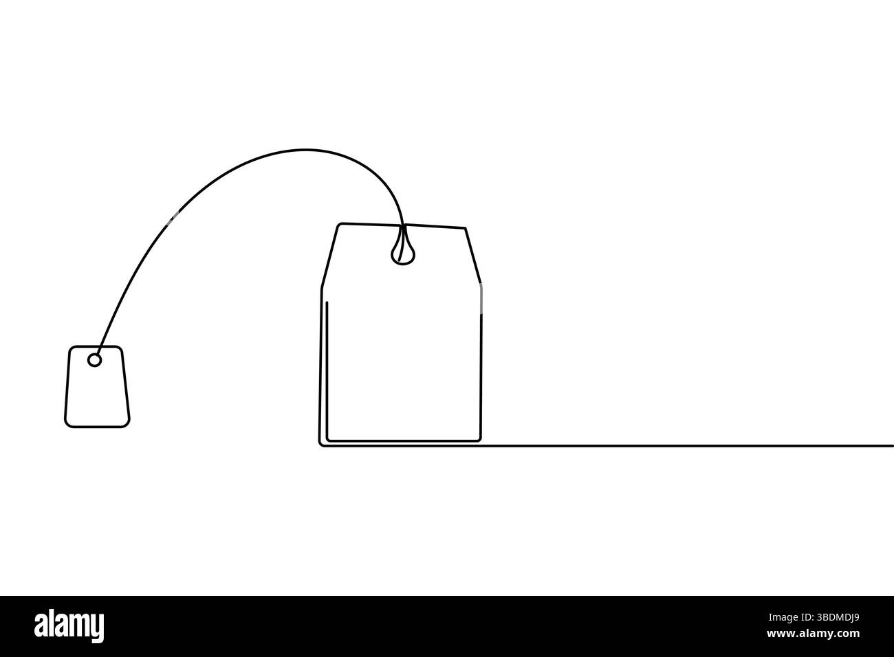 Le dessin continu d'une ligne de sachet de thé et le style minimaliste isolent l'icône vectorielle de contour Illustration de Vecteur