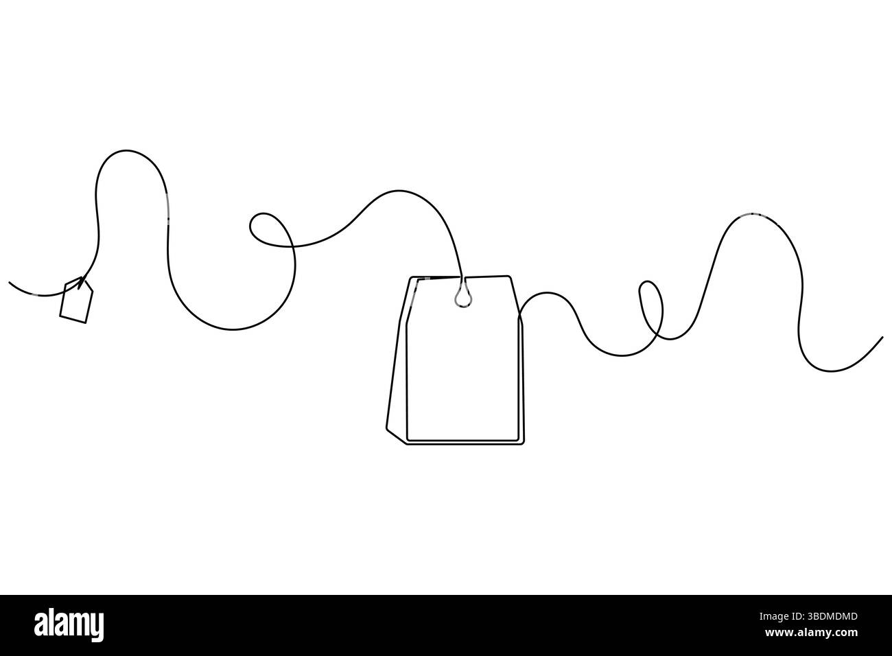 Le dessin continu d'une ligne de sachet de thé et le style minimaliste isolent l'icône vectorielle de contour Illustration de Vecteur