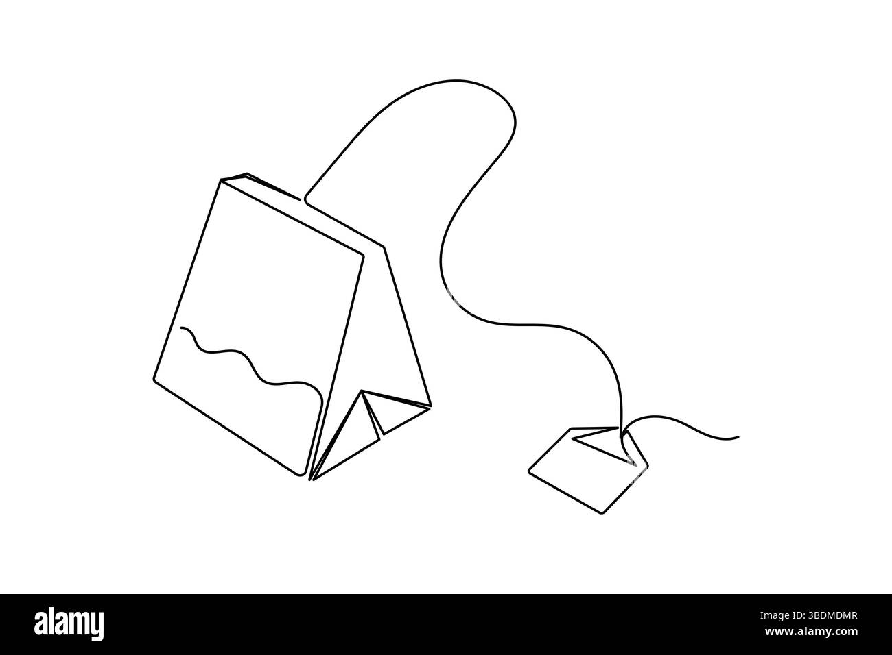 Le dessin continu d'une ligne de sachet de thé et le style minimaliste isolent l'icône vectorielle de contour Illustration de Vecteur