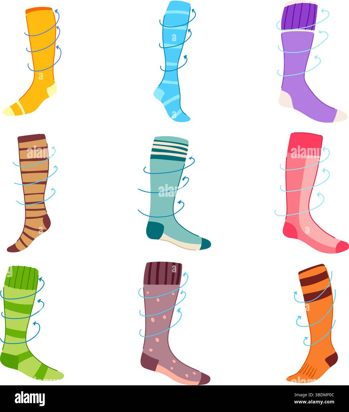 chaussettes de compression set illustration vectorielle de dessin animé Illustration de Vecteur