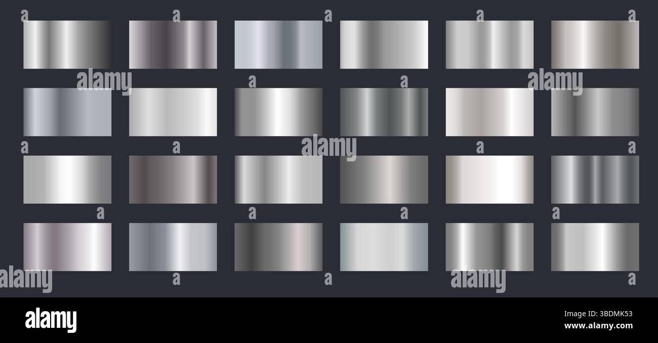Dégradés argentés. Acier métallisé effet dégradé brillant, cadre en métal chromé. Texture de feuille métallique pour bannière brillante et étiquette haut de gamme. Luxe vectoriel Illustration de Vecteur