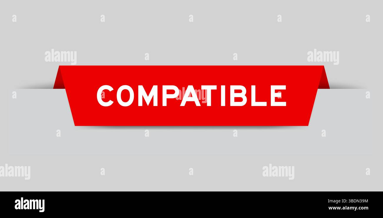 Étiquette insérée de couleur rouge avec mot compatible sur fond gris Illustration de Vecteur