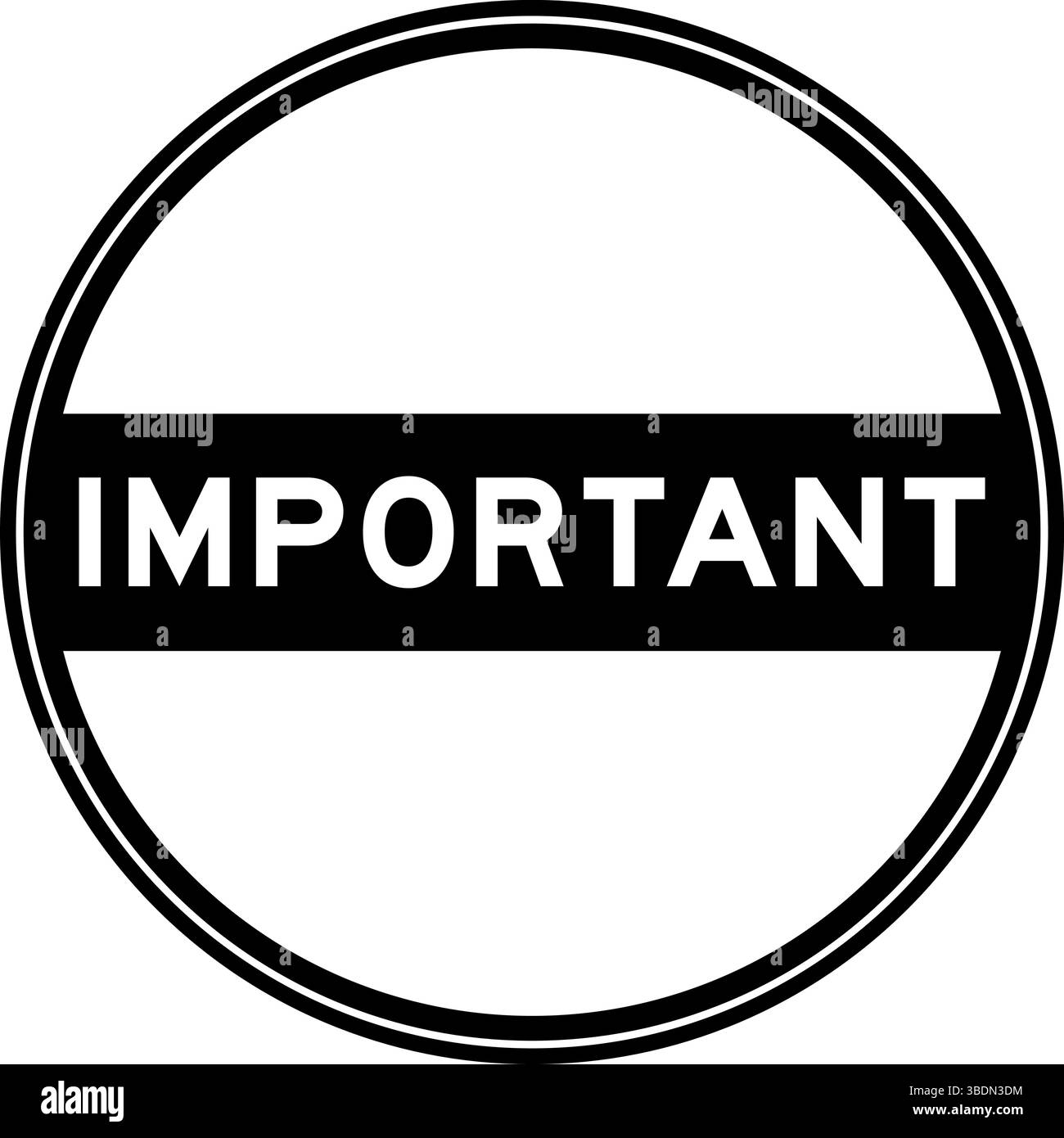 Autocollant de sceau rond de couleur noire dans le mot important sur fond blanc Illustration de Vecteur
