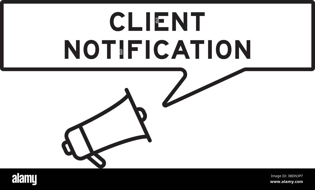 Icône mégaphone avec bulle de parole dans la notification client Word sur fond blanc Illustration de Vecteur