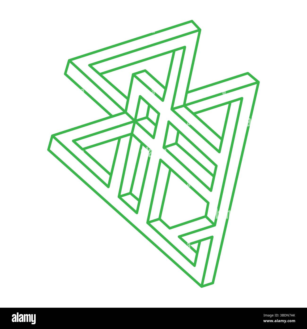 Formes d'illusion optique impossibles. Logo. Objets d'art optique. Chiffre vert impossible. Objet géométrique irréel. Illustration de Vecteur