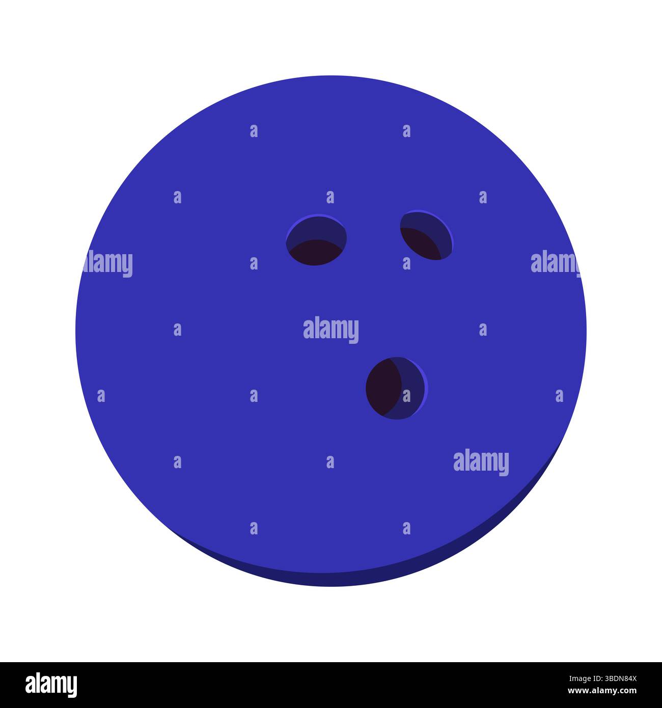 Illustration vectorielle de boule de bowling. Illustration vectorielle plate d'une boule de bowling violette avec trois trous pour les doigts et une ombre portée douce en dessous. Illustration de Vecteur