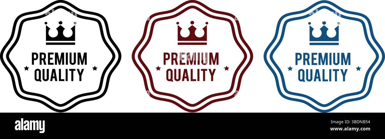 Icône de produit Premium de qualité, symbole, étiquette, badge, logo, sceau, timbre, signe dans les couleurs noir, rouge et bleu utilise dans l'entreprise et le produit de magasin de commerce électronique Illustration de Vecteur