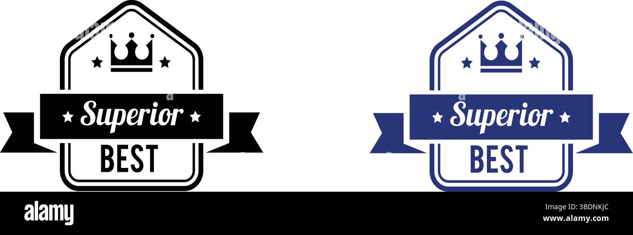 Icône de produit de meilleure qualité supérieure, symbole, étiquette, badge, logo, sceau, timbre, signe dans des couleurs bleues noires pour le marché du commerce électronique, marketing d'entreprise Illustration de Vecteur