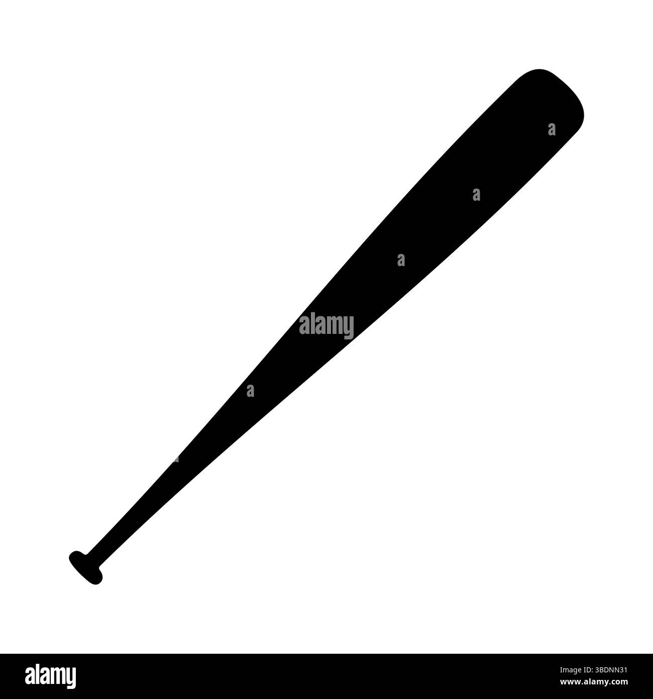 Illustration de silhouette de batte de baseball. La batte présente un design épuré et épuré avec une pointe arrondie et une poignée légèrement conique pour une prise ferme. Illustration de Vecteur