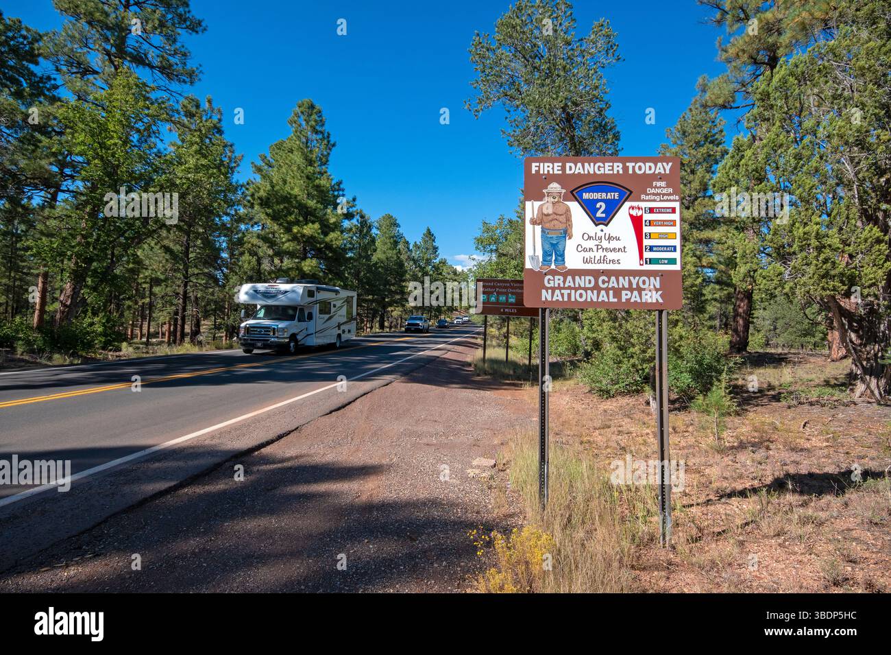 Panneau de danger d'incendie Smokey Bear, parc national du Grand Canyon, Arizona, États-Unis Banque D'Images