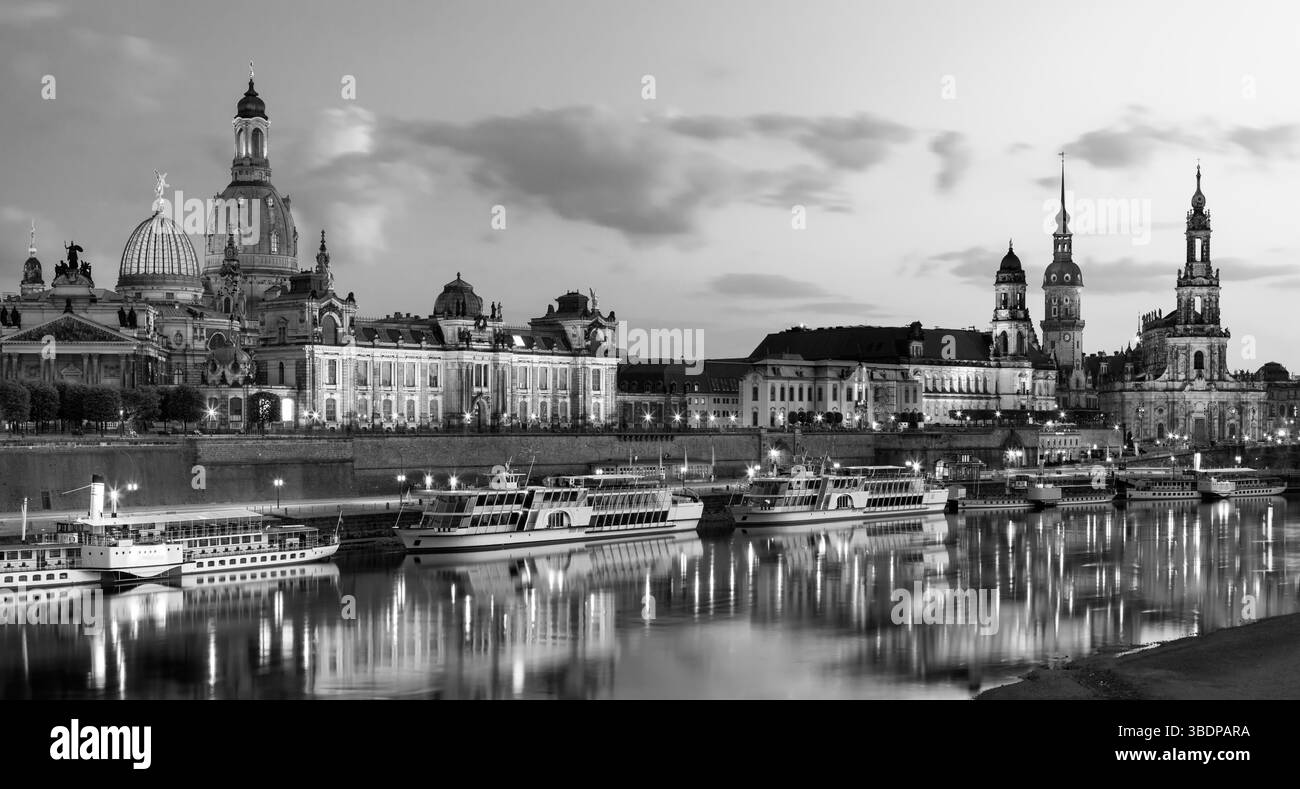 Dresde, l'état fédéral allemand de la ville de Saxe, rivière, vieille europe Banque D'Images