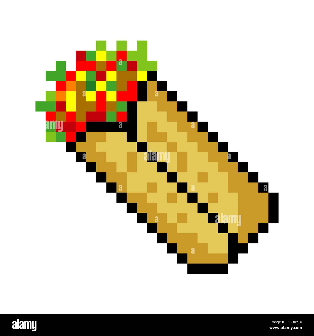 Burritos mexicains dans le style pixel art. Illustration de Vecteur