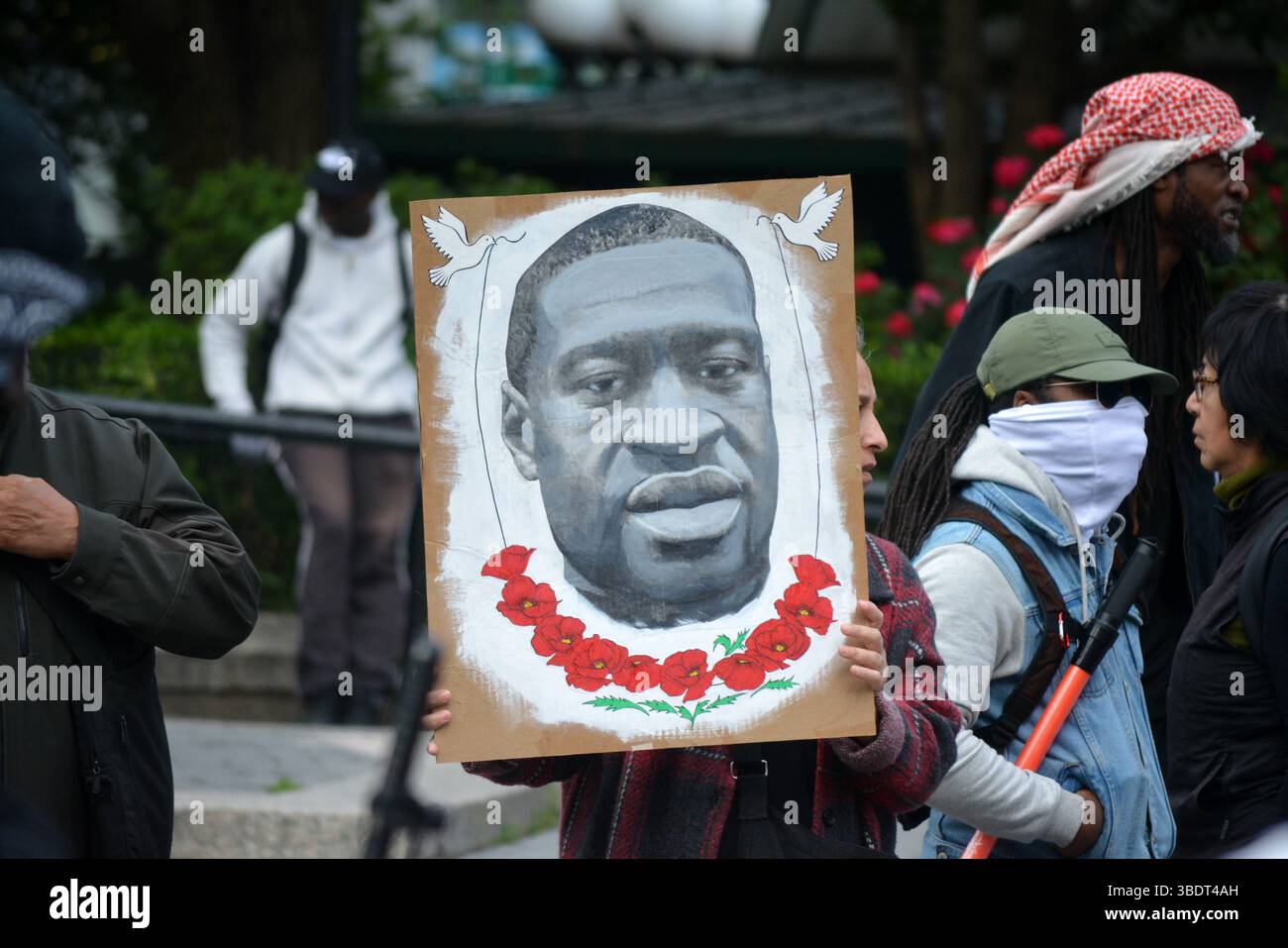 Rassemblement marquant le cinquième anniversaire du meurtre de George Floyd par la police de Minneapolis à Union Square, New York. Banque D'Images