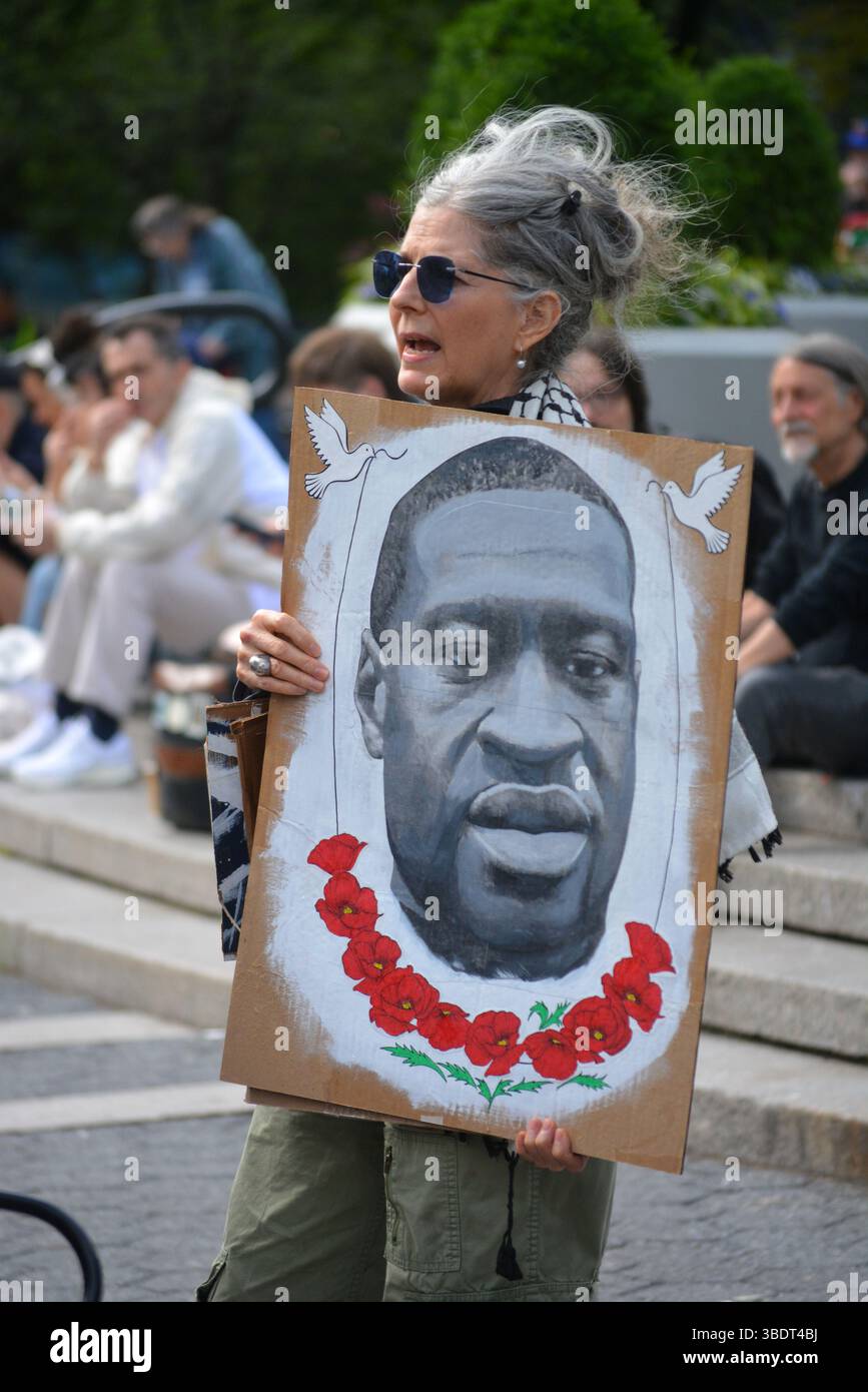 Rassemblement marquant le cinquième anniversaire du meurtre de George Floyd par la police de Minneapolis à Union Square, New York. Banque D'Images