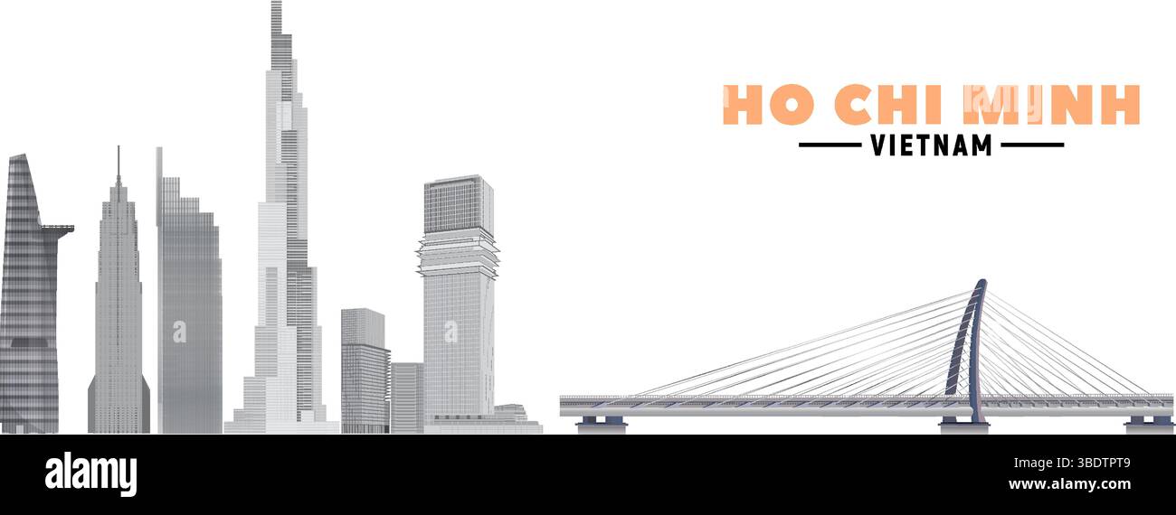 Ho Chi Minh Vietnam .voyage d'affaires et concept de tourisme avec des bâtiments modernes Illustration de Vecteur