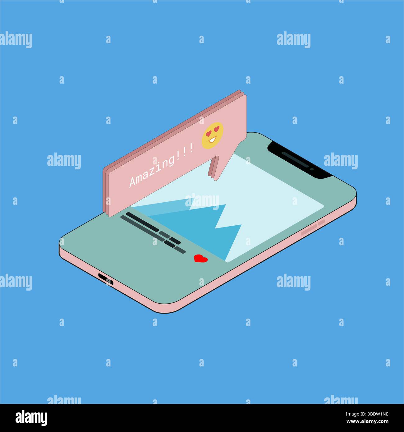 Icônes de vecteur de concept isométrique 3d plat de médias sociaux. Bureau, chat, vidéo, appareil photo, téléphone, icône tablette. Collection d'infographies d'illustration de toile plate. Illustration de Vecteur