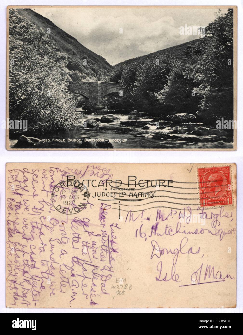 Carte postale des juges 5925. PONT DE FINGLE. DARTMOOR.—JUDGES’ LTD Banque D'Images