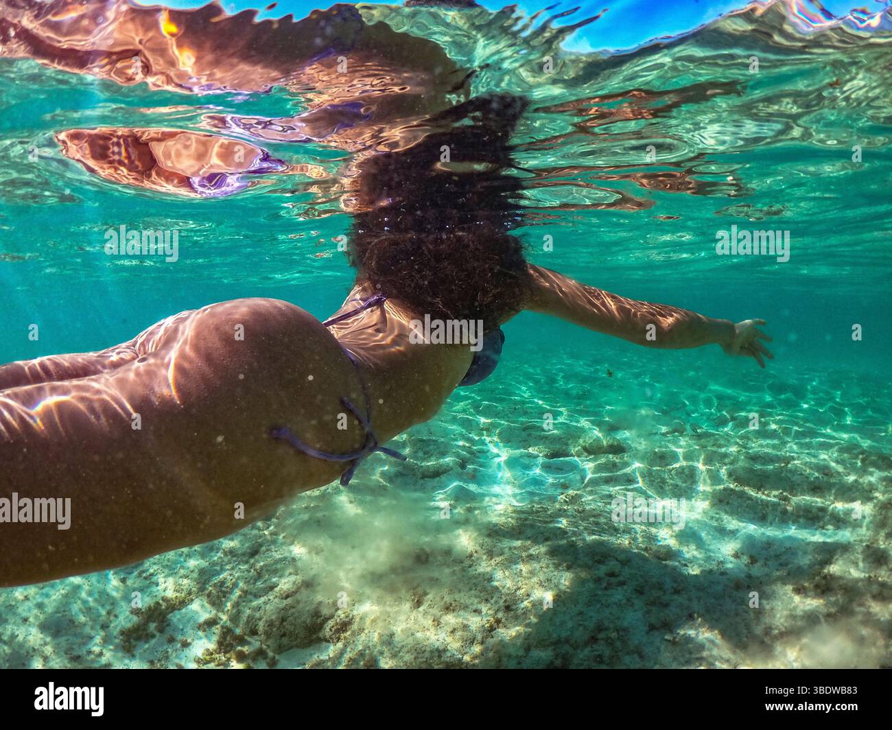 Plongez dans le paradis turquoise des Caraïbes. Le rêve d'un touriste de nager dans une escapade naturelle et tropicale pour un mode de vie sain. Banque D'Images