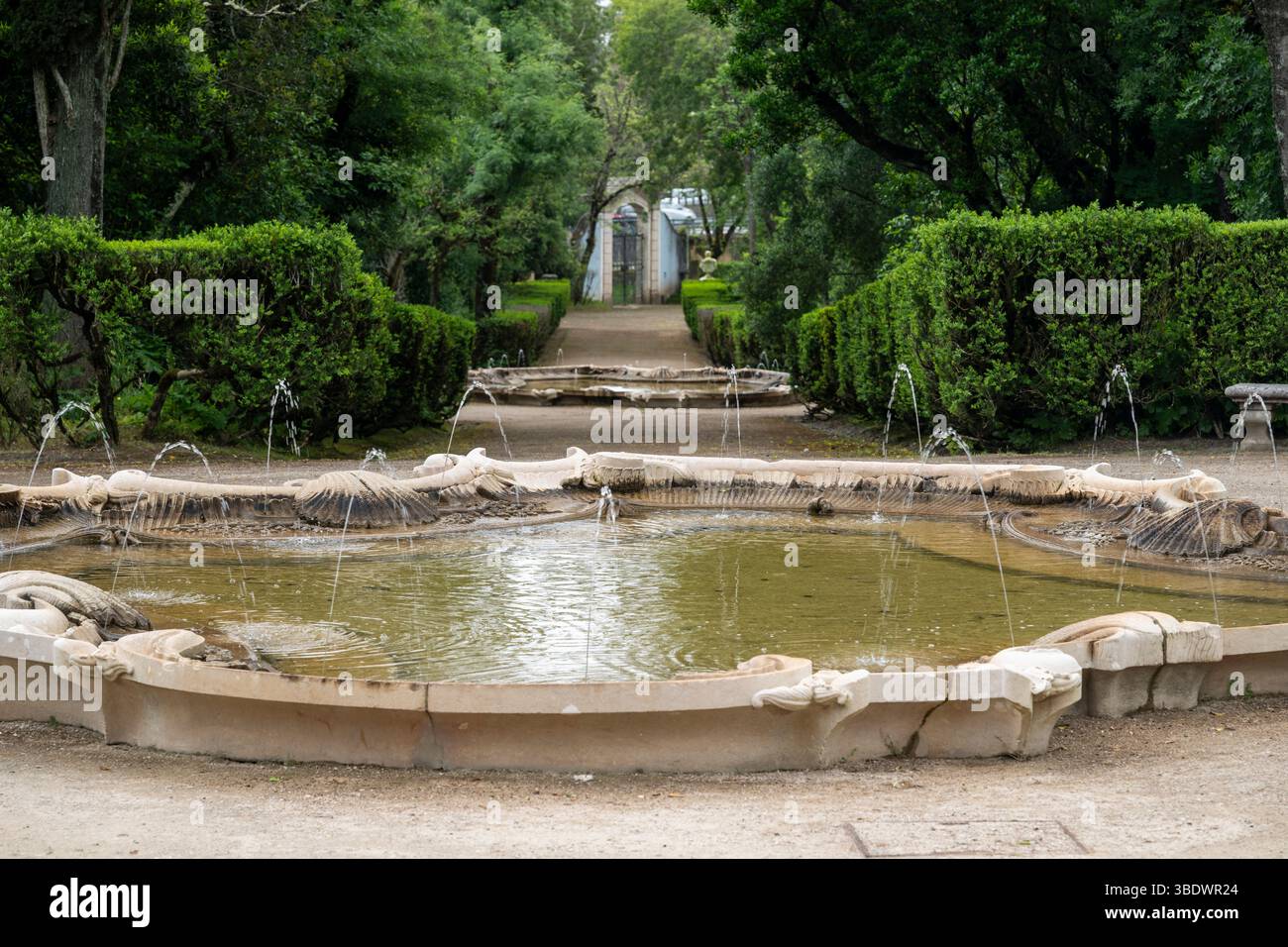 Belle vue sur les monuments et les détails de l'historique Palais Queluz Banque D'Images
