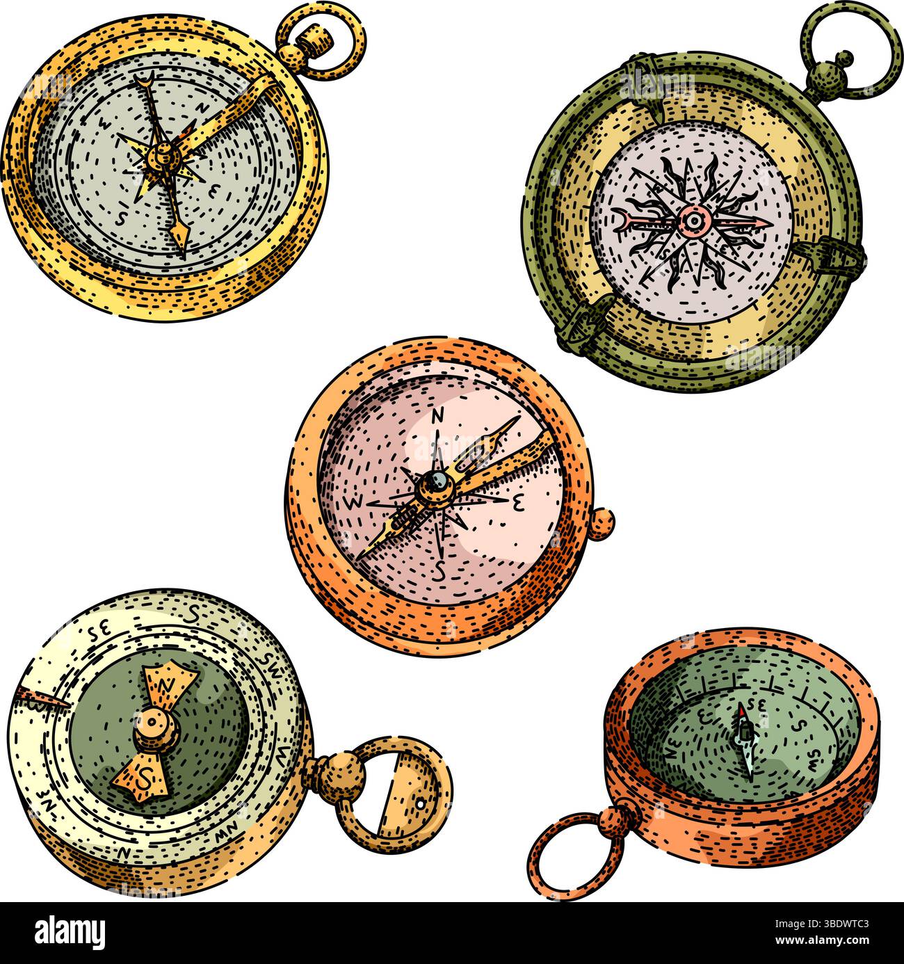 vecteur dessiné à la main par l'esquisse de la boussole Illustration de Vecteur