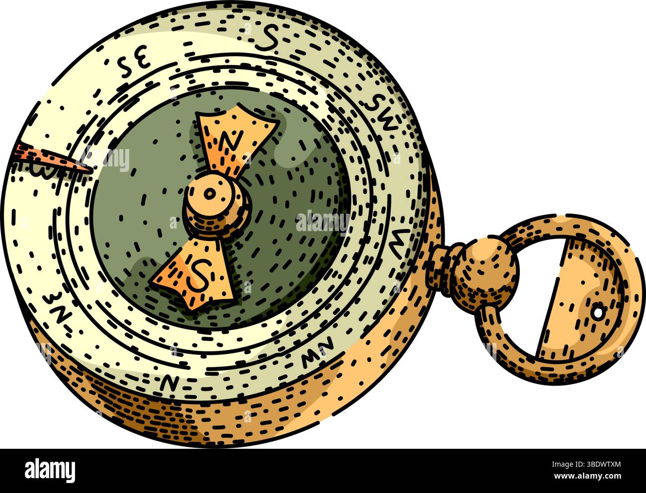 vecteur dessiné à la main par la boussole de direction Illustration de Vecteur