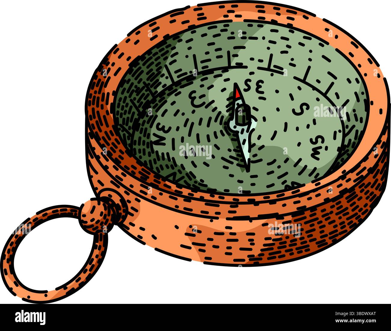 vecteur dessiné à la main par la boussole sud Illustration de Vecteur