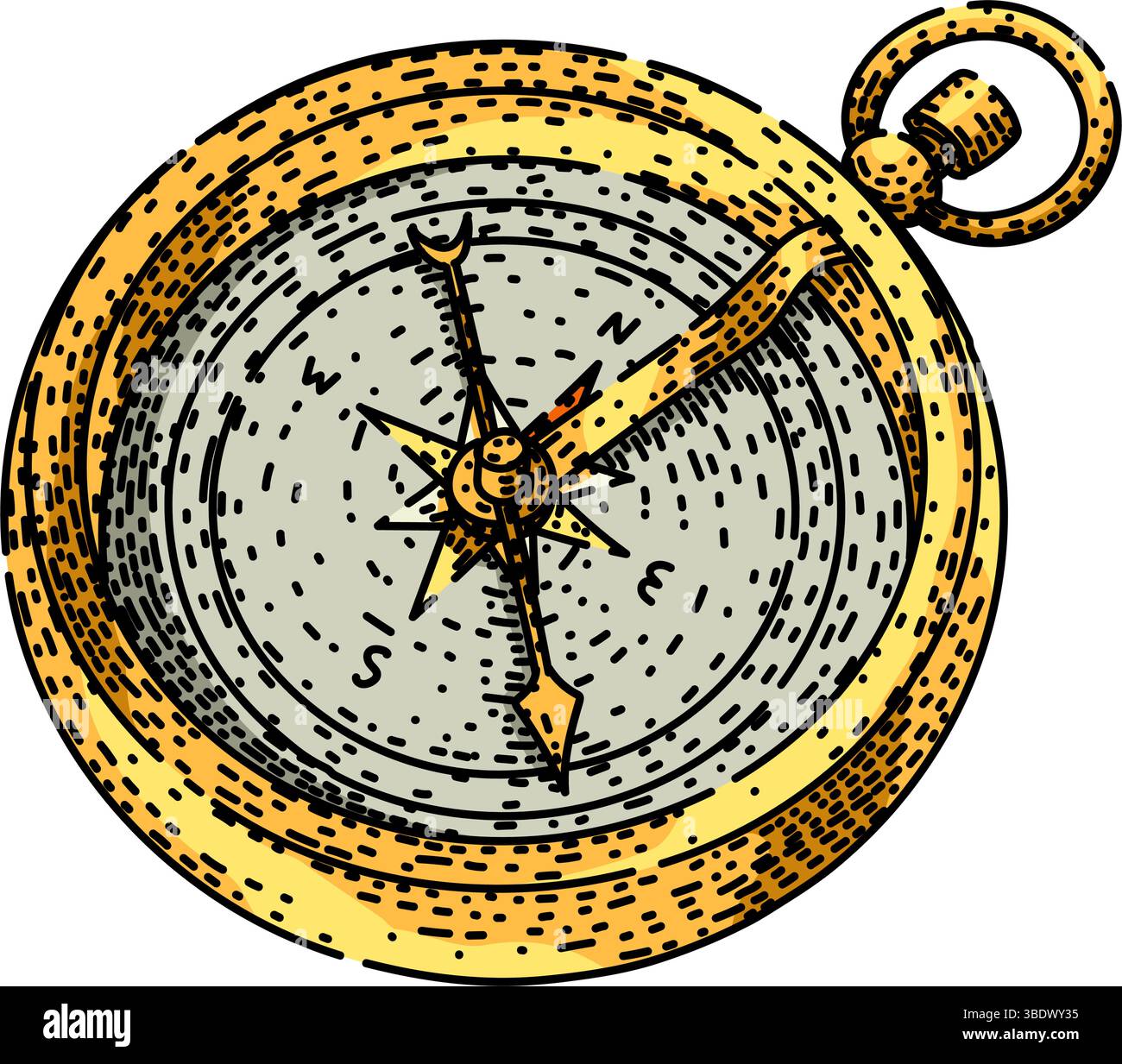 vecteur dessiné à la main par la boussole est Illustration de Vecteur