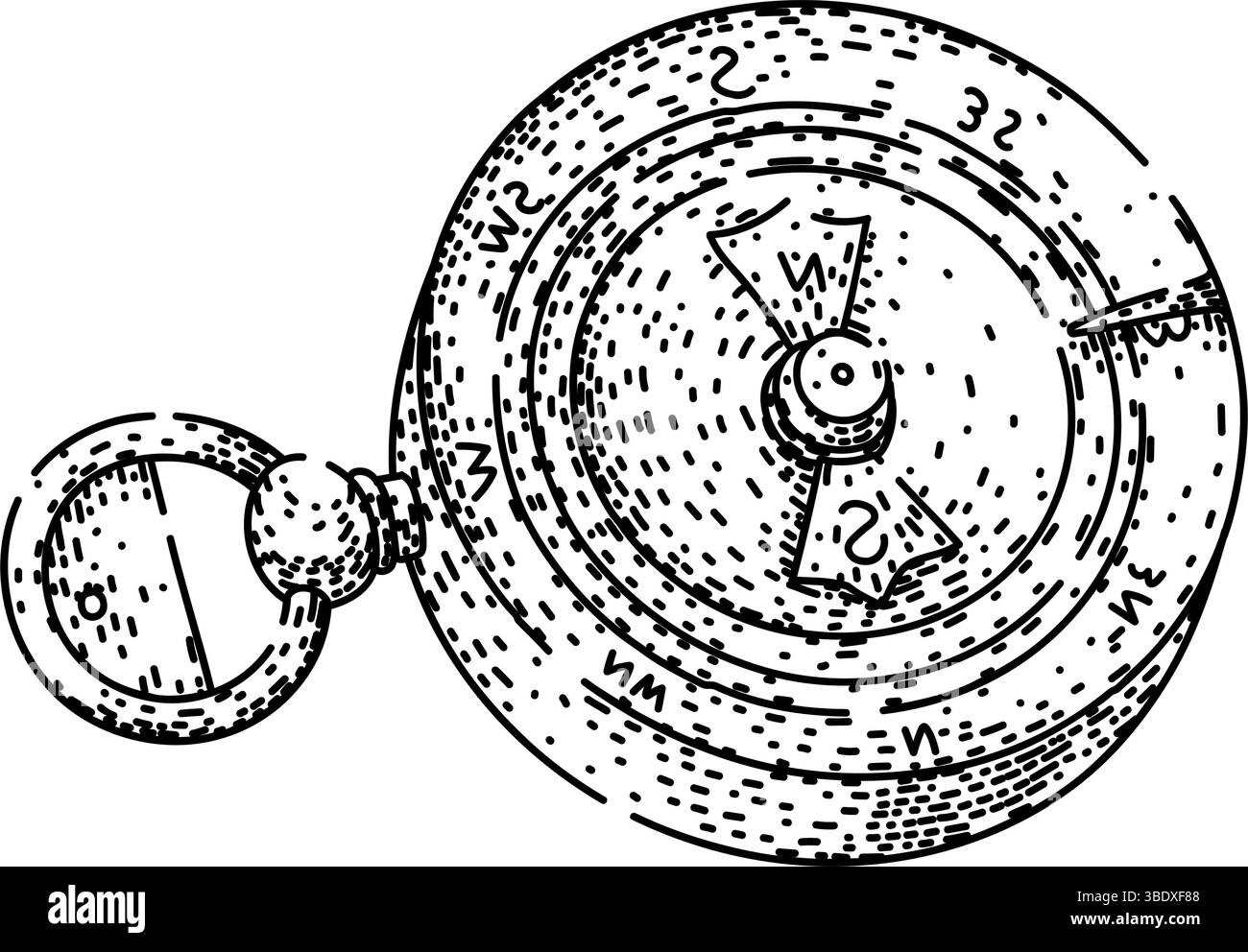 vecteur dessiné à la main par la boussole de direction Illustration de Vecteur