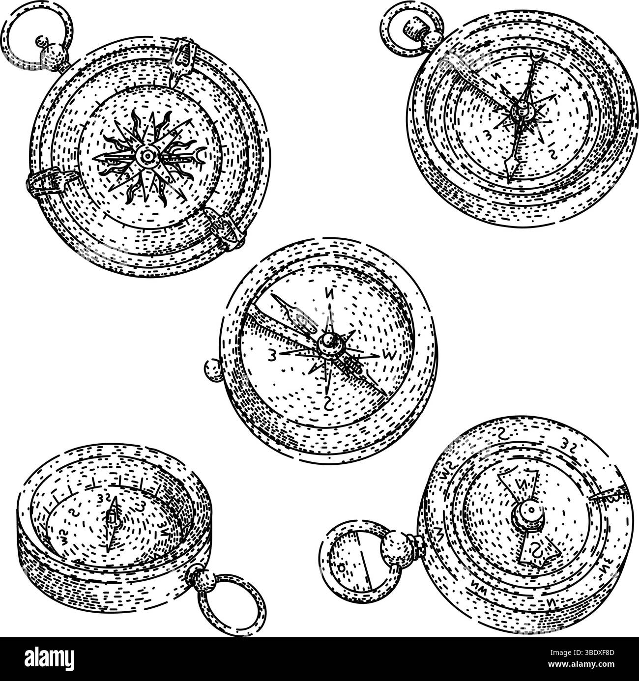 vecteur dessiné à la main par l'esquisse de la boussole Illustration de Vecteur