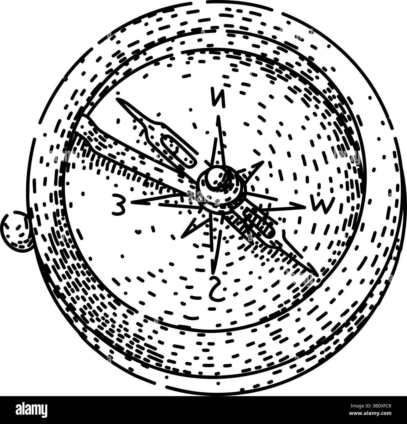 vecteur dessiné à la main par la boussole magnétique Illustration de Vecteur