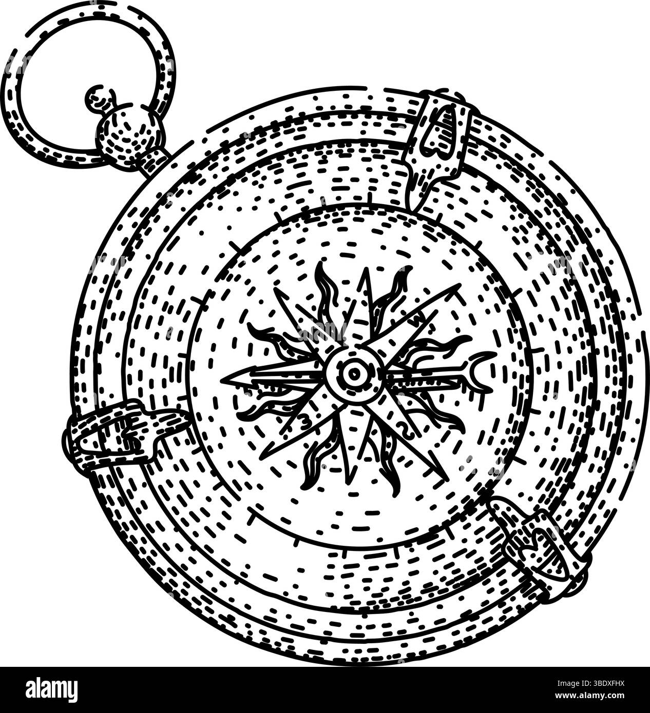 vecteur dessiné à la main par la boussole nord Illustration de Vecteur