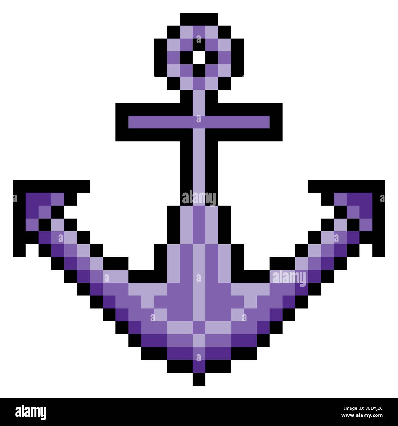 Ancre de vaisseau nautique dans le style pixel art. Illustration de Vecteur