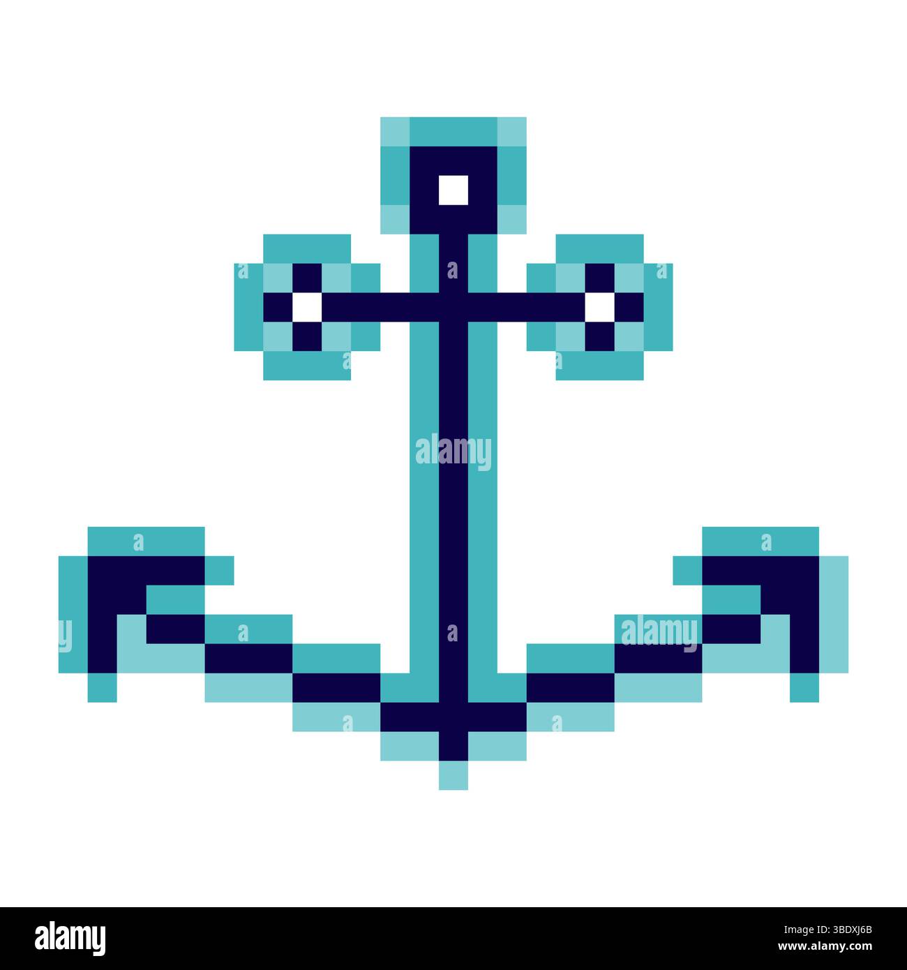 Ancre de navire marin dans le style pixel art. Illustration de Vecteur