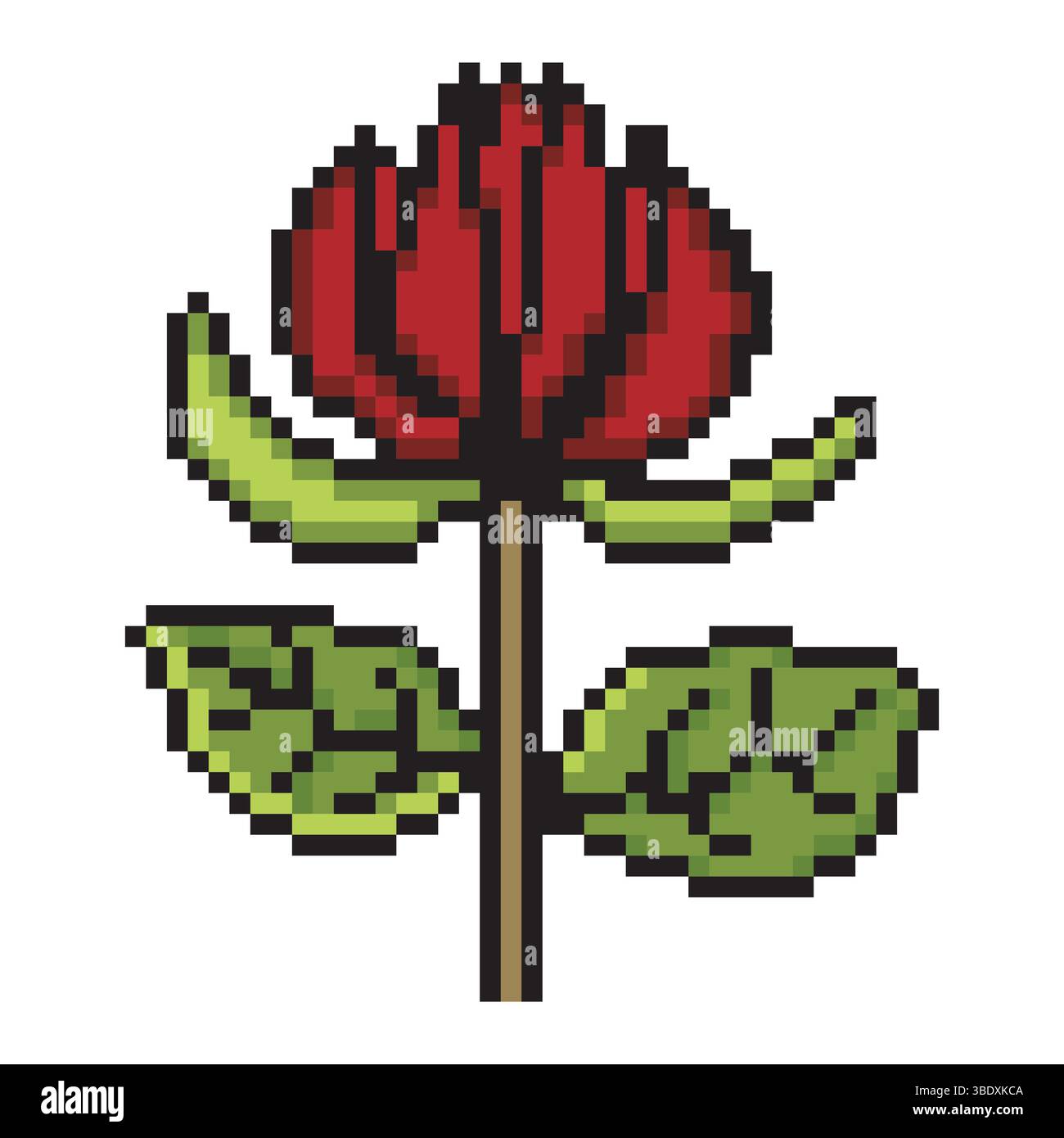 Fleur de rose rouge pixel art Illustration de Vecteur