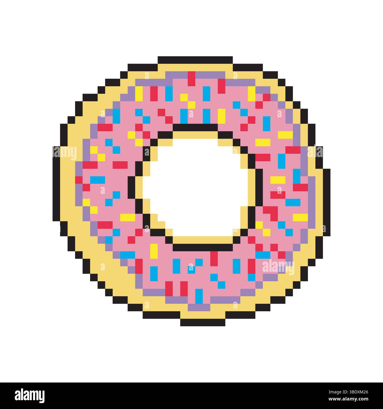 Beignet avec design pixel art. Illustration de Vecteur