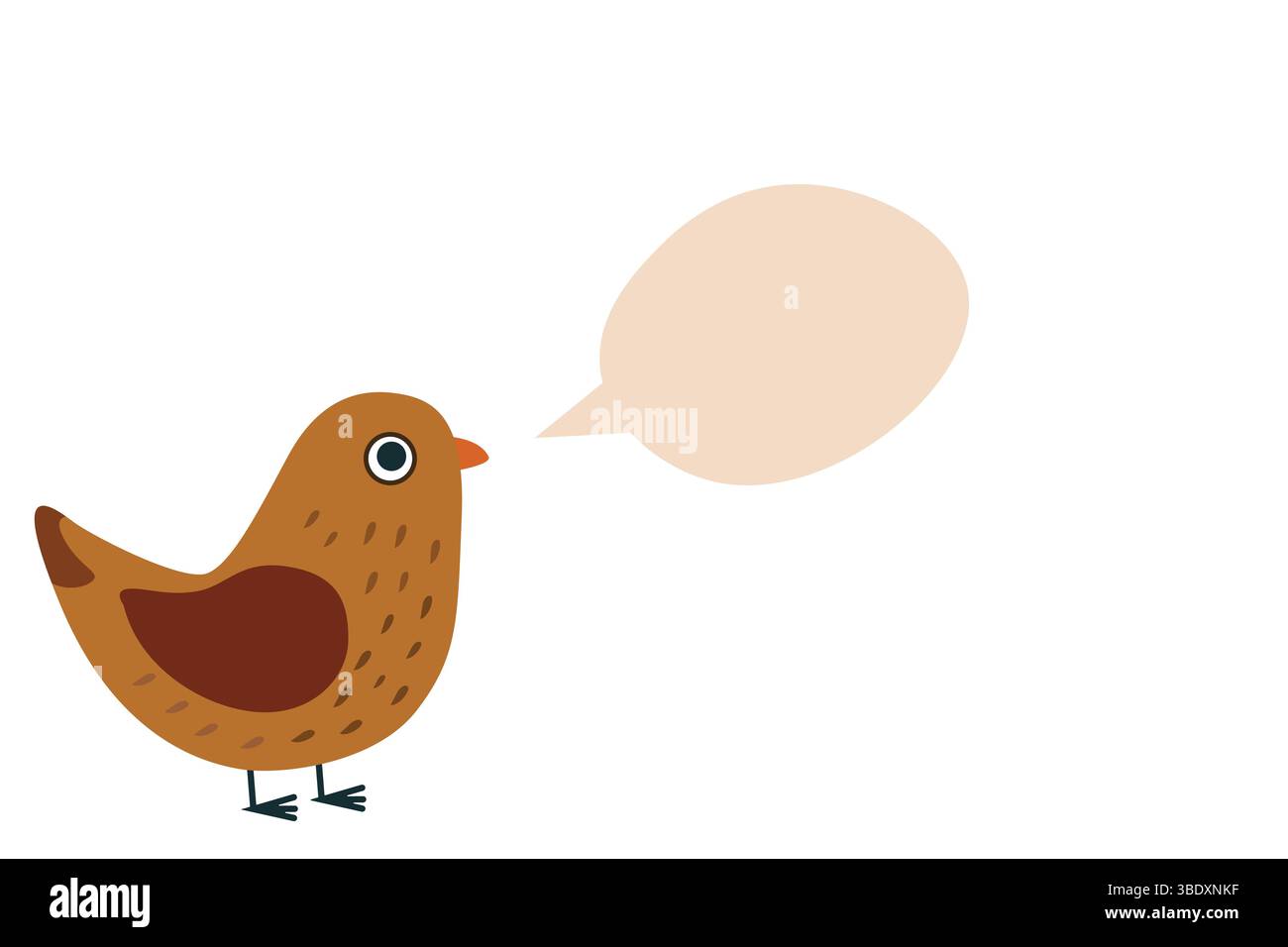 Un adorable oiseau de dessin animé avec une bulle de discours ludique parfait pour les œuvres d'art des enfants Illustration de Vecteur
