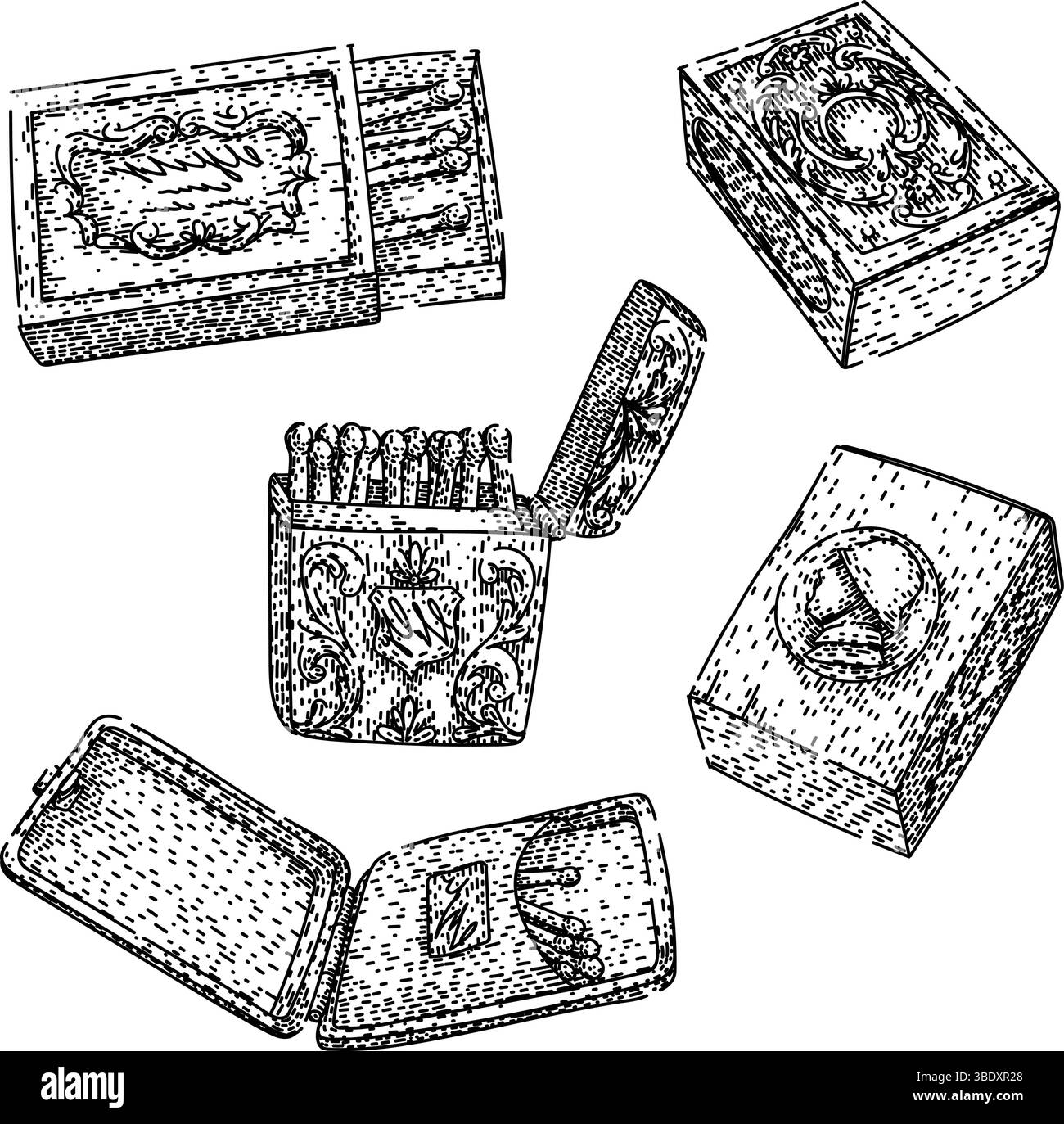 vecteur dessiné à la main par l'esquisse de boîte d'allumettes Illustration de Vecteur