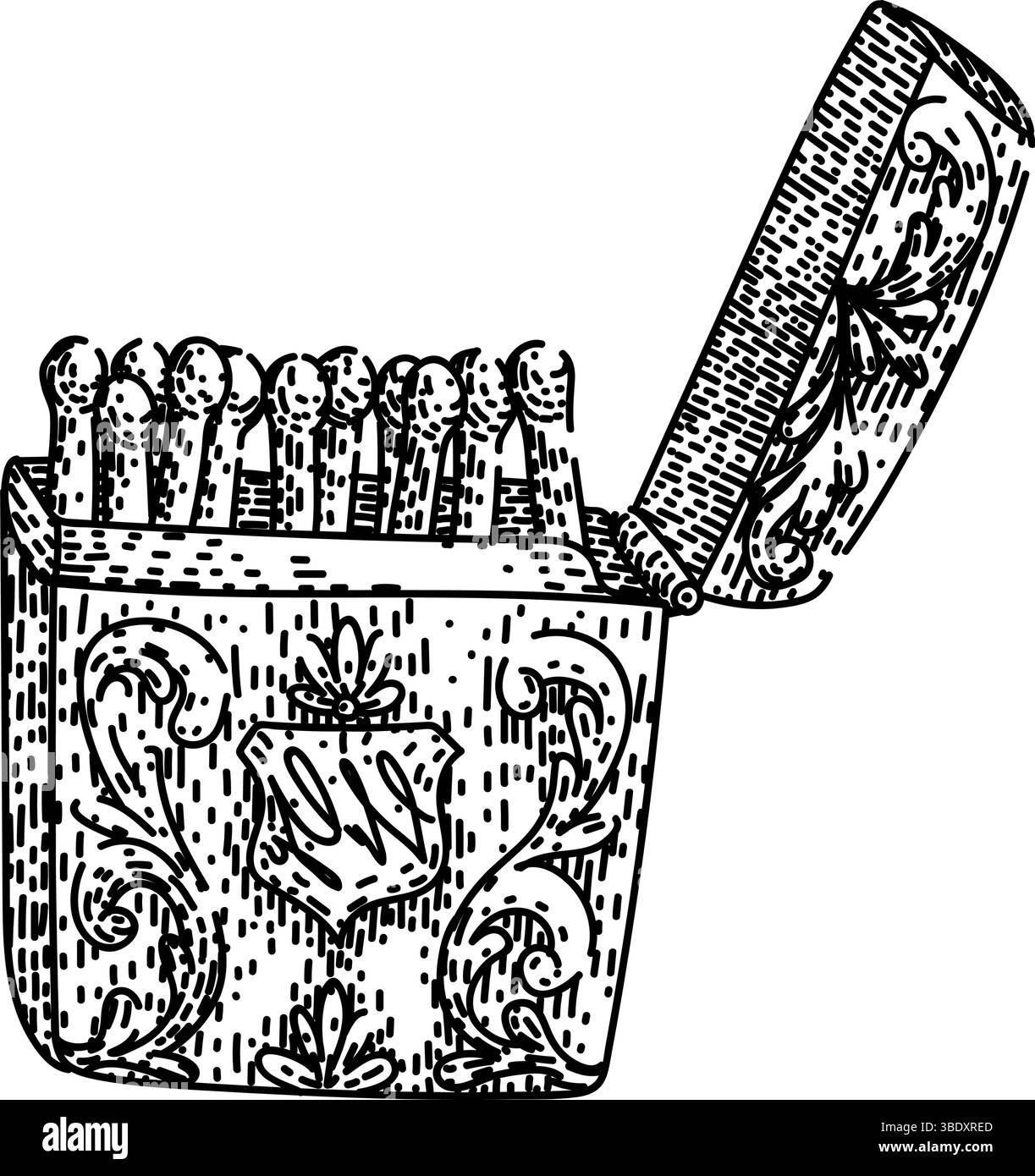 vecteur dessiné à la main par esquisse de boîte d'allumettes de flûte Illustration de Vecteur