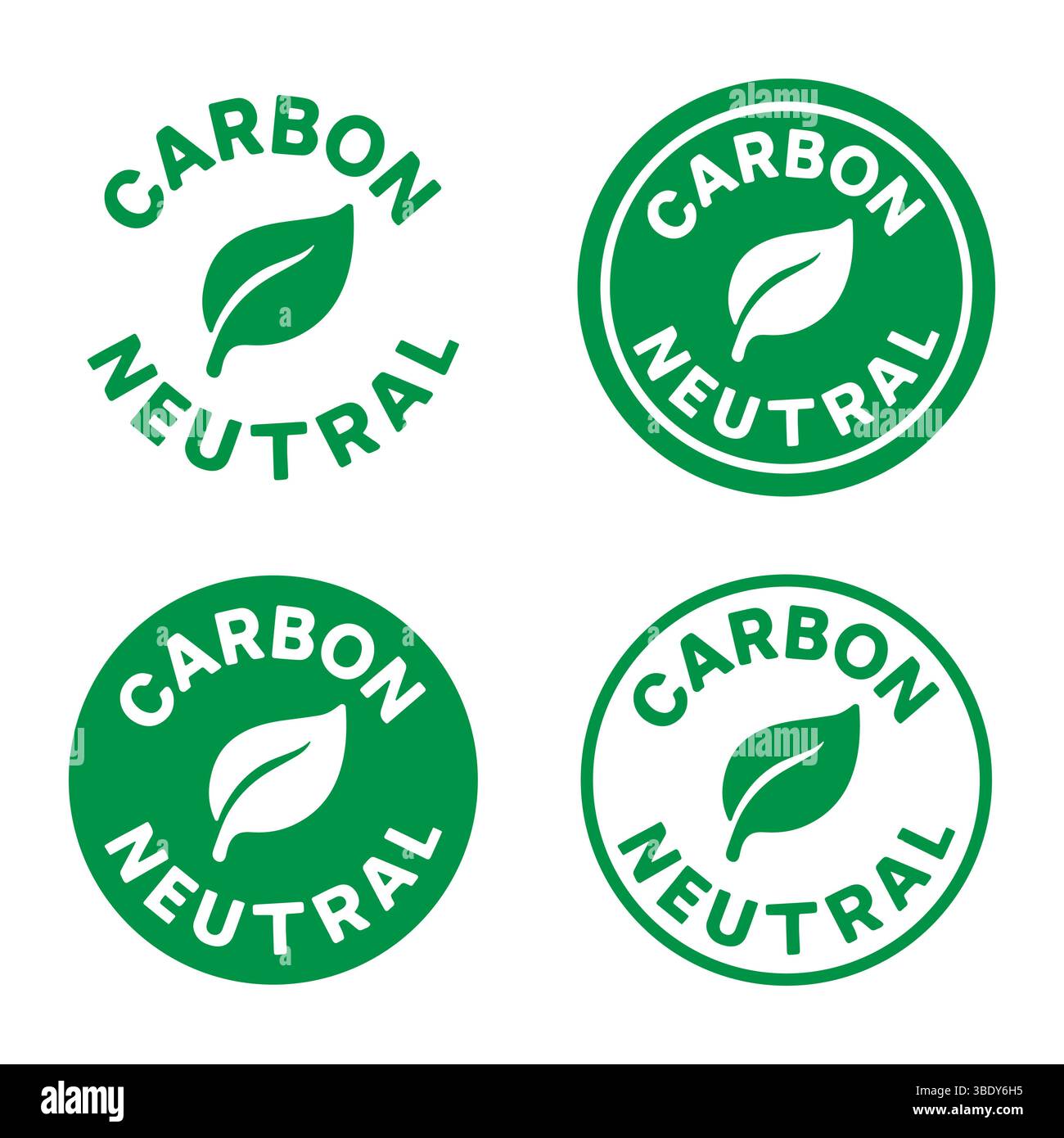 Jeu de joints rétro ronds vert neutre carbone. Illustration vectorielle. Isolé sur fond blanc. tampon en caoutchouc pour encre de changement climatique. ECO, co2, n Illustration de Vecteur