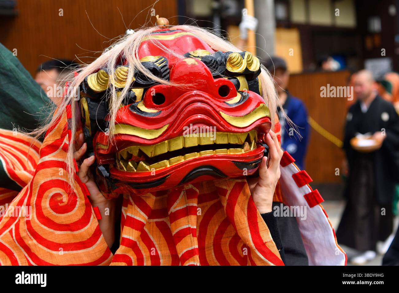 Danse du lion, Festival de Furukawa, Hida Furukawa, Japon, Asie. Banque D'Images