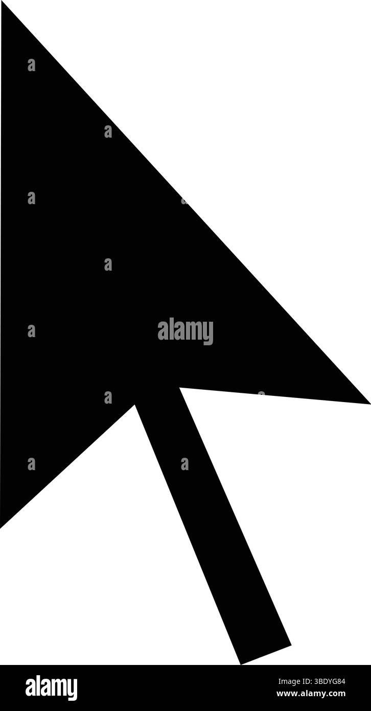 Silhouette d'une flèche de curseur noire pointant vers le haut et légèrement vers la droite, utilisée dans les interfaces utilisateur graphiques pour l'interaction avec l'ordinateur Illustration de Vecteur