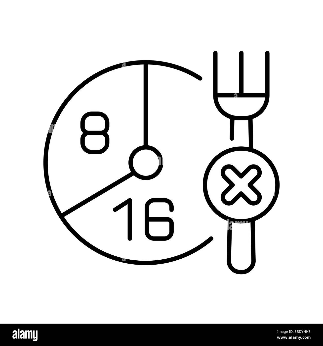 Icône de ligne noire de jeûne intermittent pour les projets numériques et d'impression. Icônes nettes minimales pour les applications et les sites Web. Icônes simples modernes pour UI UX et br Illustration de Vecteur