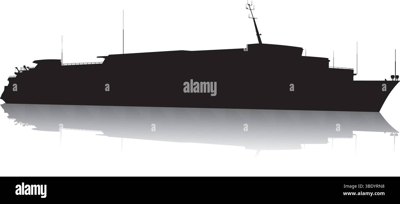 Silhouette de vecteur de navire de croisière avec réflexion Illustration de Vecteur