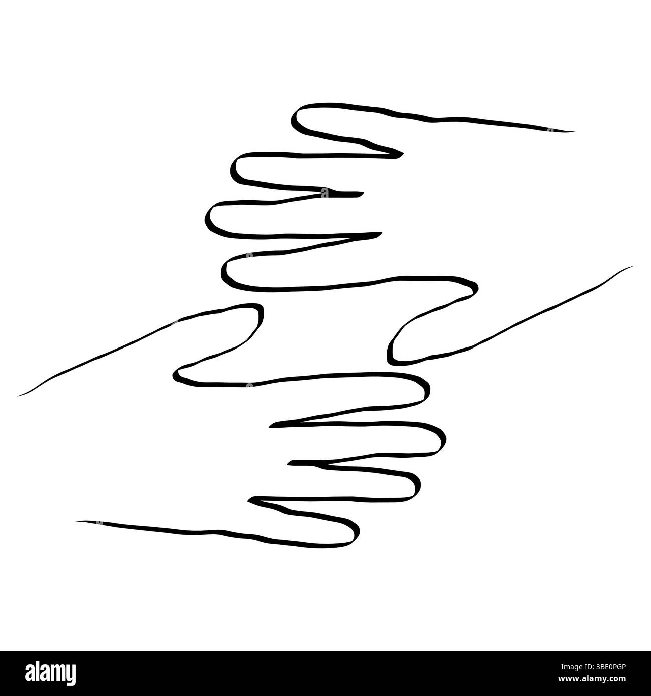 Illustration tenant les mains. Ligne minimale Symbole de connexion vectorielle. Style noir et blanc. Illustration de Vecteur