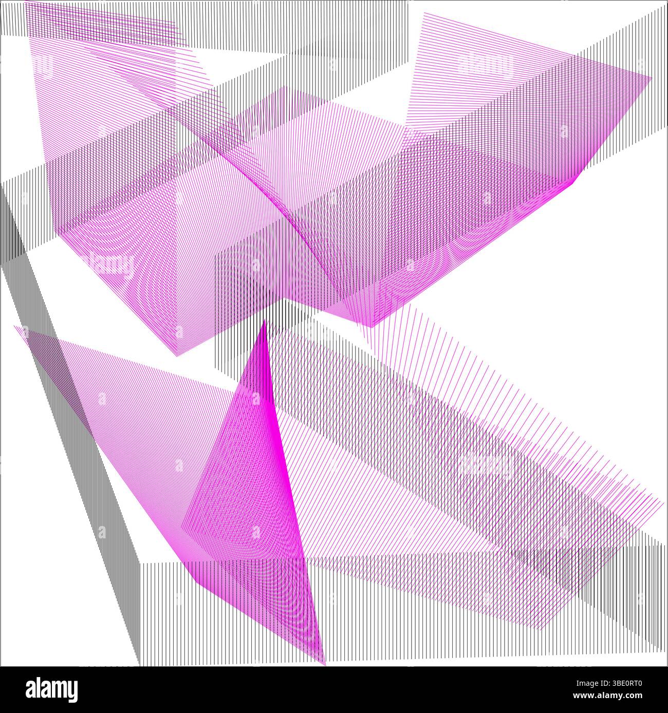 Composition de formes abstraites. Eléments linéaires roses. Fond de vecteur géométrique. Texture rayée dynamique. Illustration de Vecteur