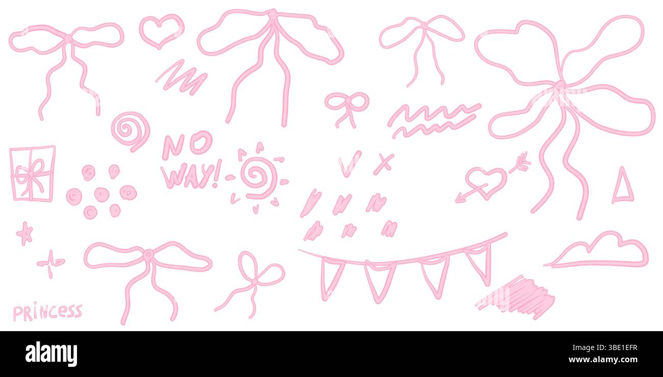 Arcs dessinés à la main, griffonnages et points. Éléments de soulignement de coquette tendance pour raboteuse, cahier, carte Illustration de Vecteur