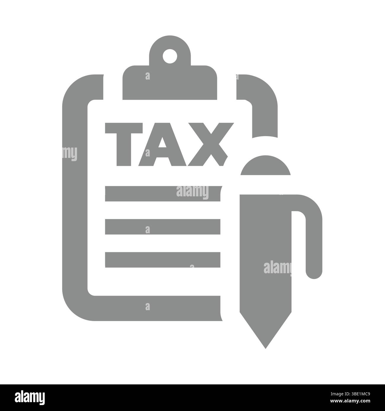 Formulaire fiscal avec icône de vecteur de stylo. Remplir le document taxes avec le presse-papiers. Illustration de Vecteur